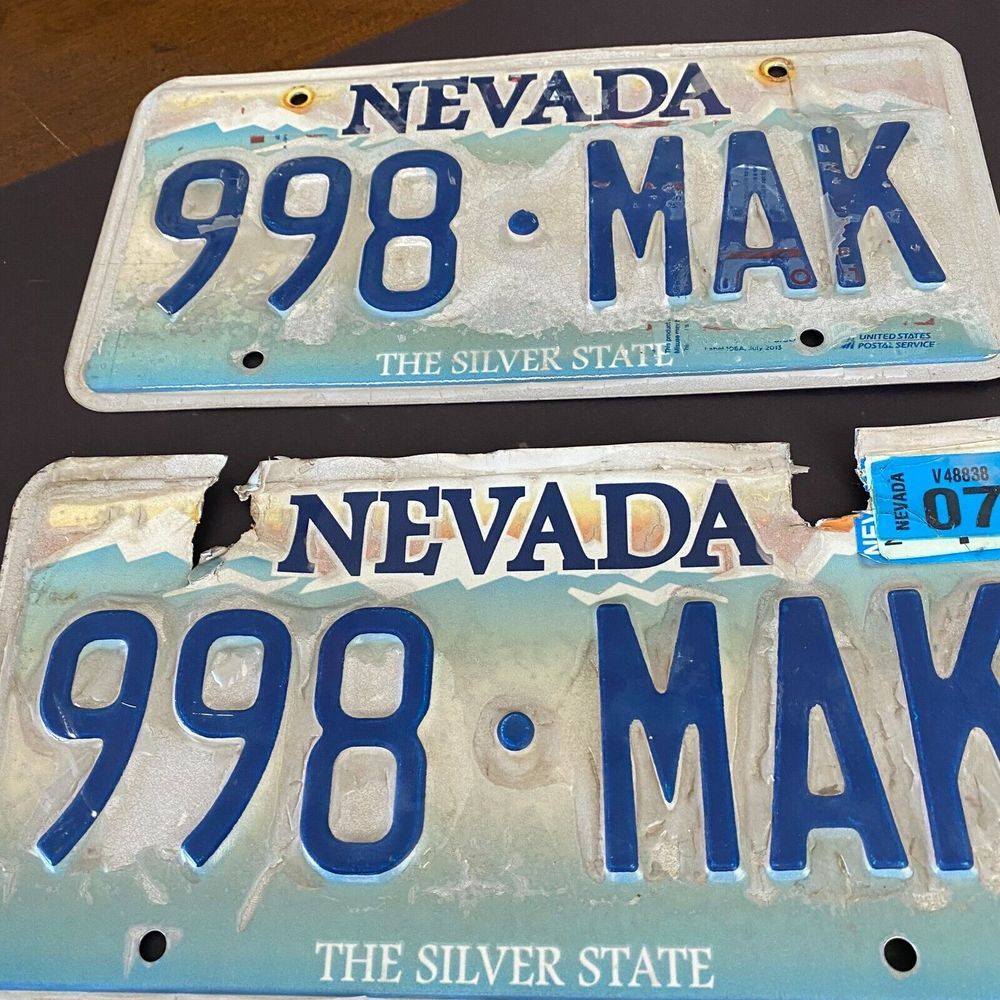 US The Silver State of Nevada 998 MAK Motor Vehicles License Plate Matching Pair